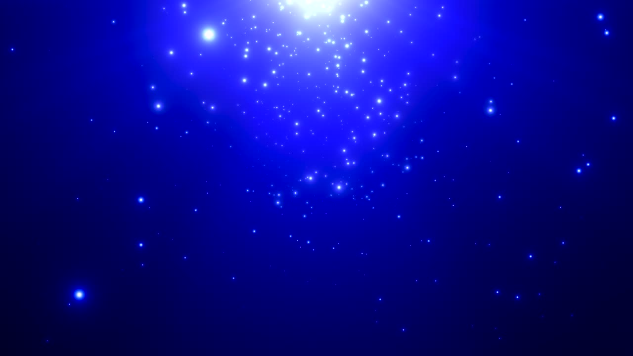 은하계에 있는 작은 파란 입자들과 별들