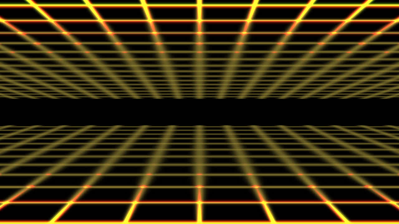 Retro neon grid pattern in dark space