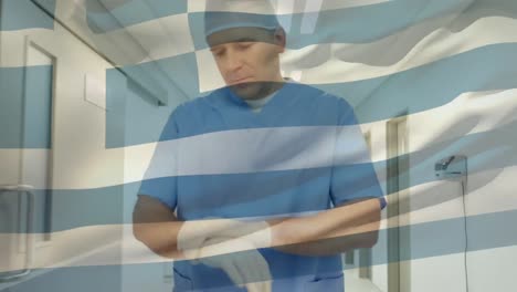 Animation-of-flag-of-greece-waving-over-surgeon