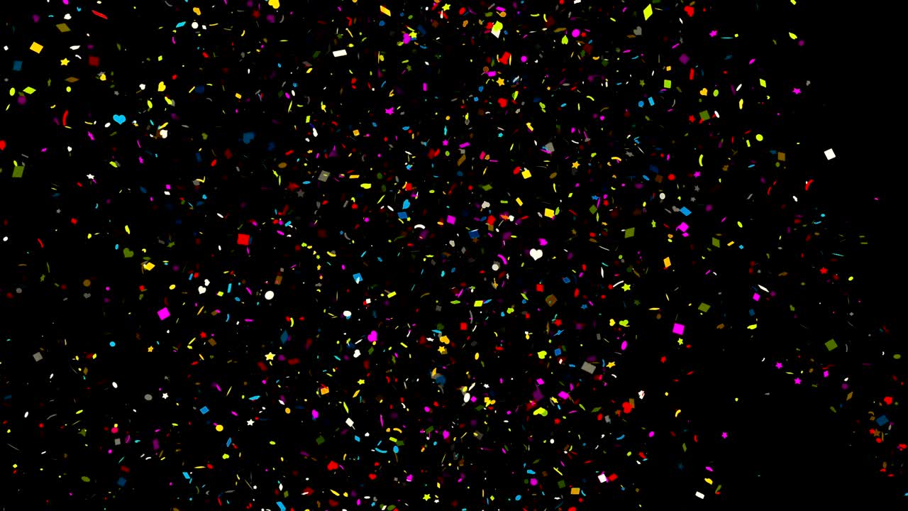 confeti colorido sobre un fondo negro