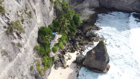 isolated diamond beach on nusa penida, aerial