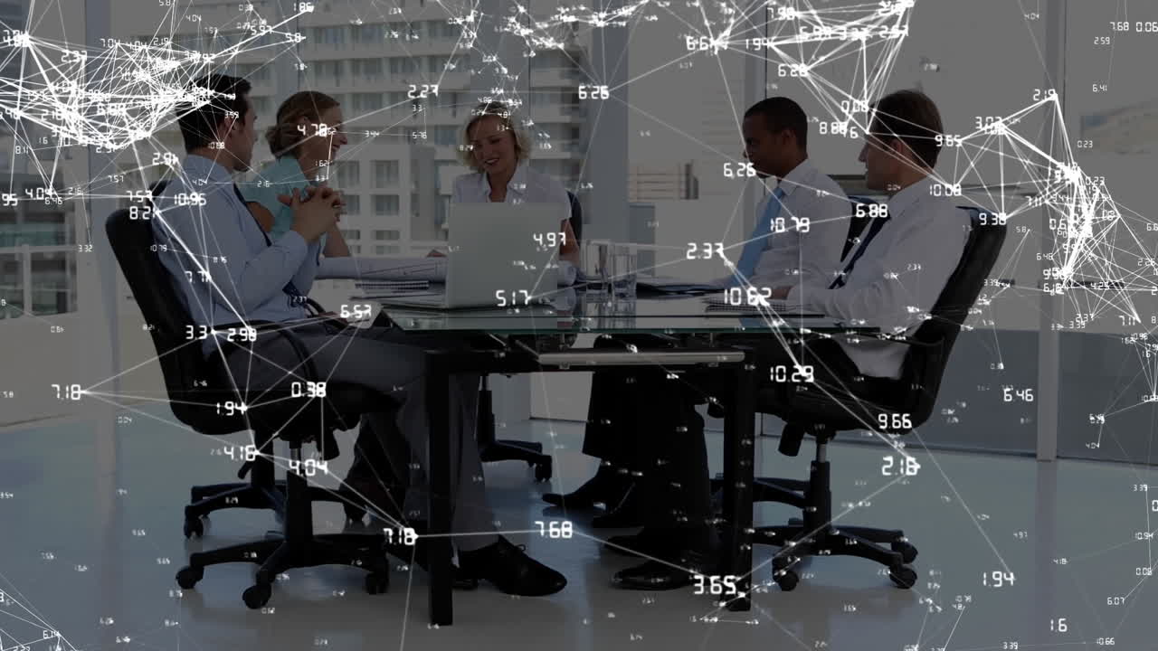 rede de conexões contra empresários em uma reunião