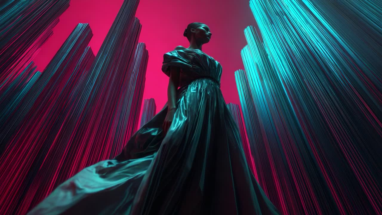 Fashionable Woman in Futuristic Setting