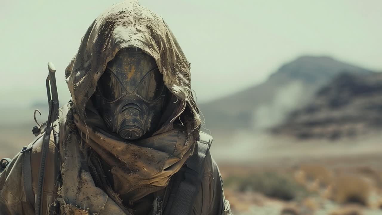 Post-Apocalyptic Survivor in Desert Wasteland