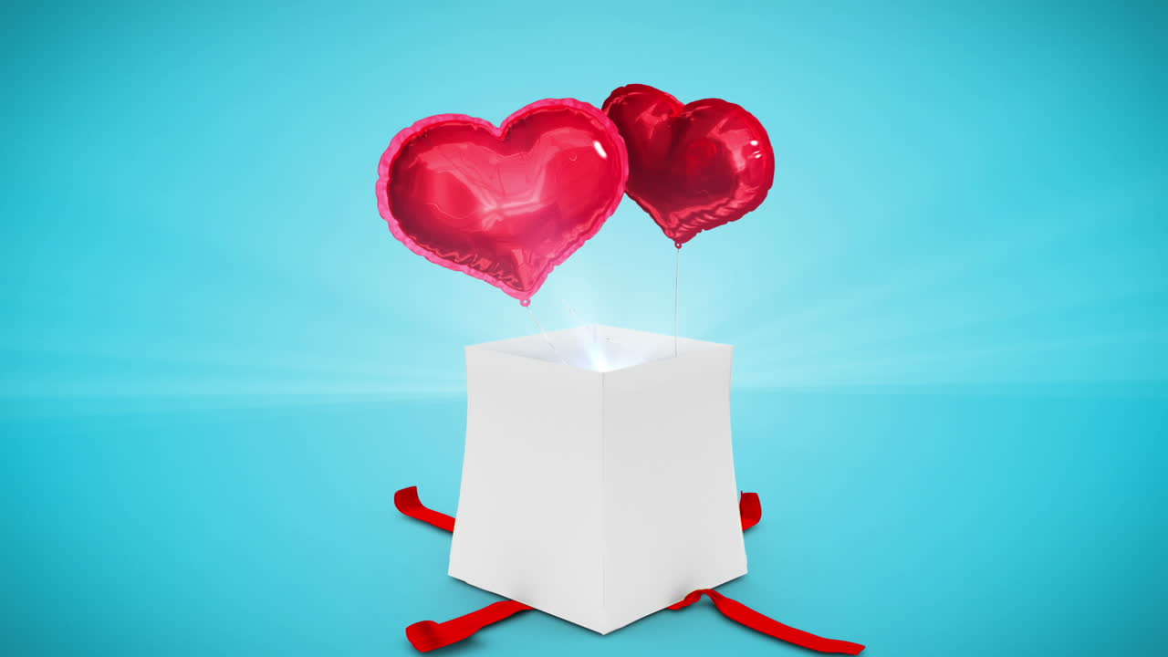 Animación digital de un regalo de cumpleaños explotando y revelando un corazón