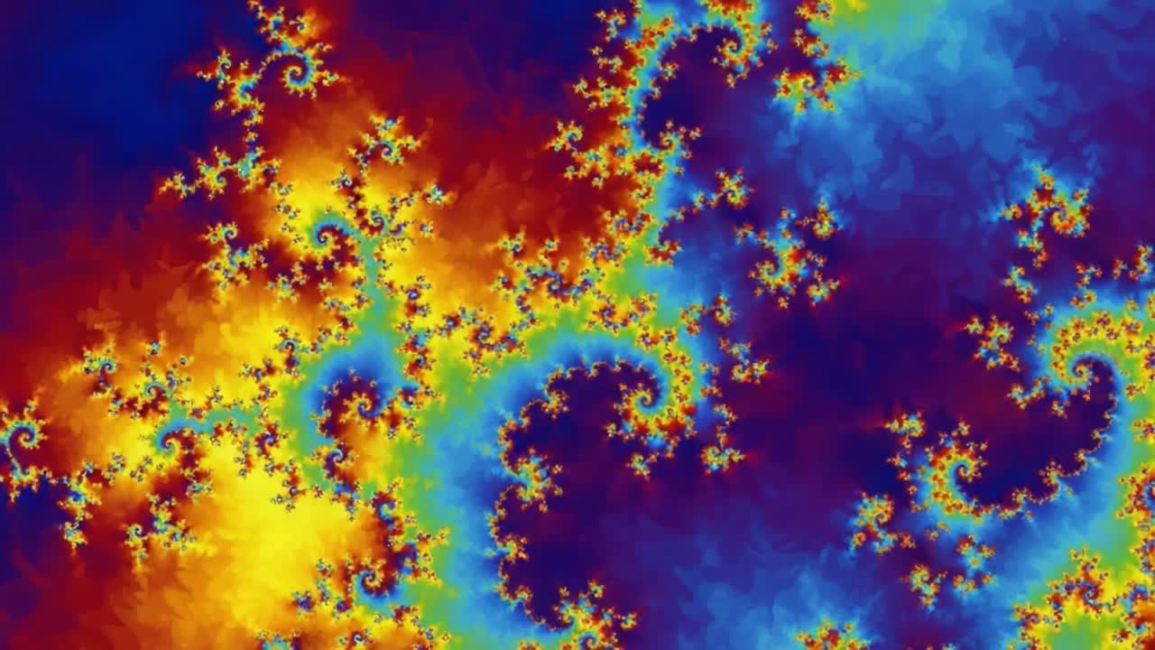 A Vibrant Exploration of Fractal Patterns Displaying an Intricate Fusion of Colors and Shapes in a Dynamic Kaleidoscopic Visual Experience