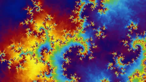 a vibrant exploration of fractal patterns displaying an intricate fusion of colors and shapes in a dynamic kaleidoscopic visual experience