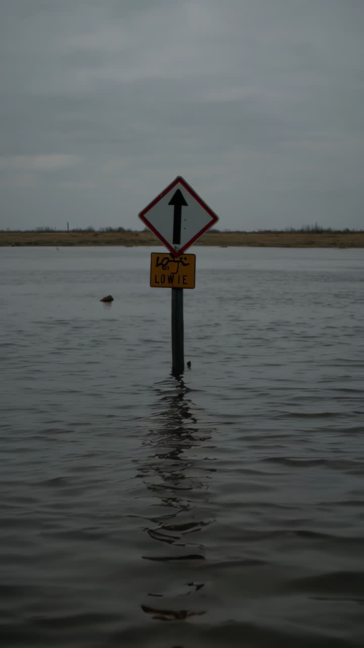 Submerged Warning Sign in High Water