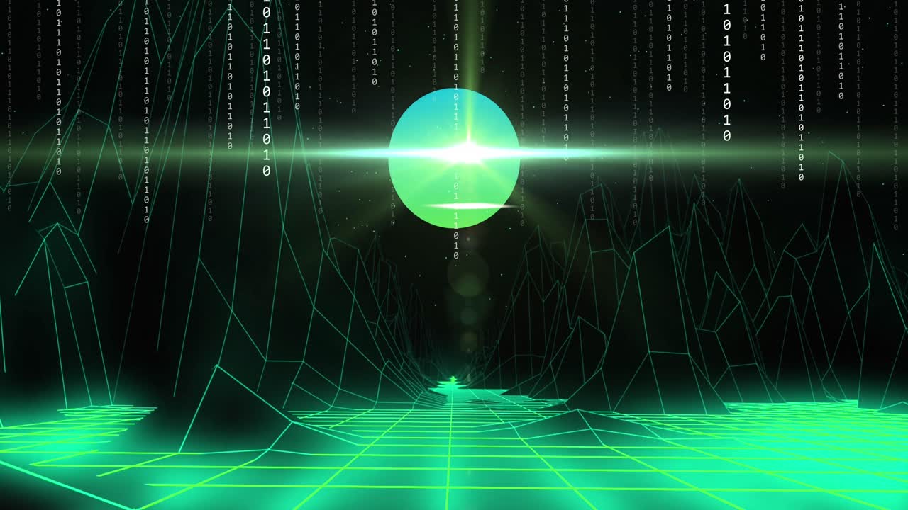 메타버스, 바이너리 코딩 및 데이터 처리로 지구의 애니메이션