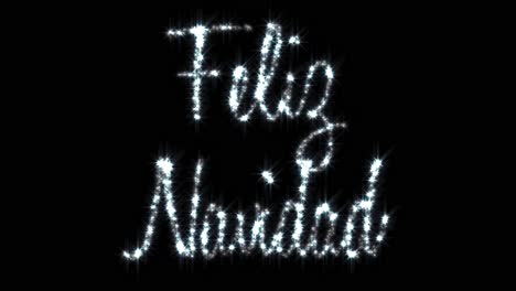 Animation-of-Feliz-Navidad-written-in-shiny-letter-on-black-background