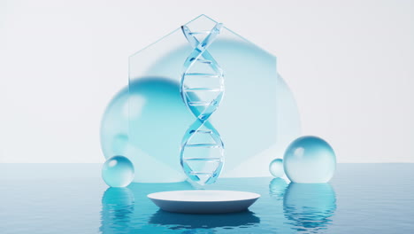 dna structure and water surface, 3d rendering.