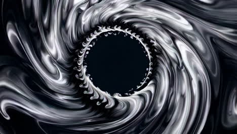 abstract swirling black and white liquid design