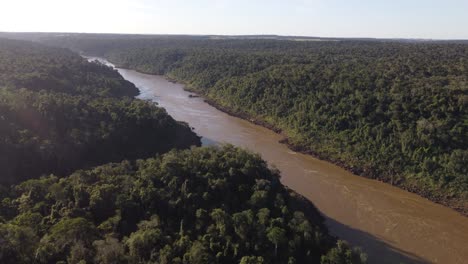 el río iguazú de color marrón en la selva amazónica en la frontera entre brasil y argentina