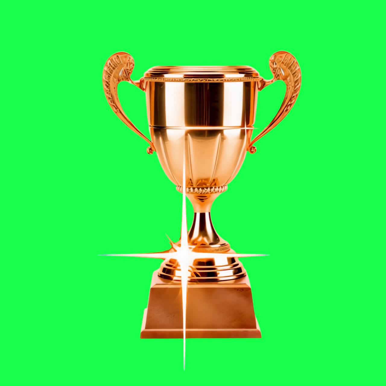 Animazione di trofeo d'oro, video 4K trasparente, green screen.