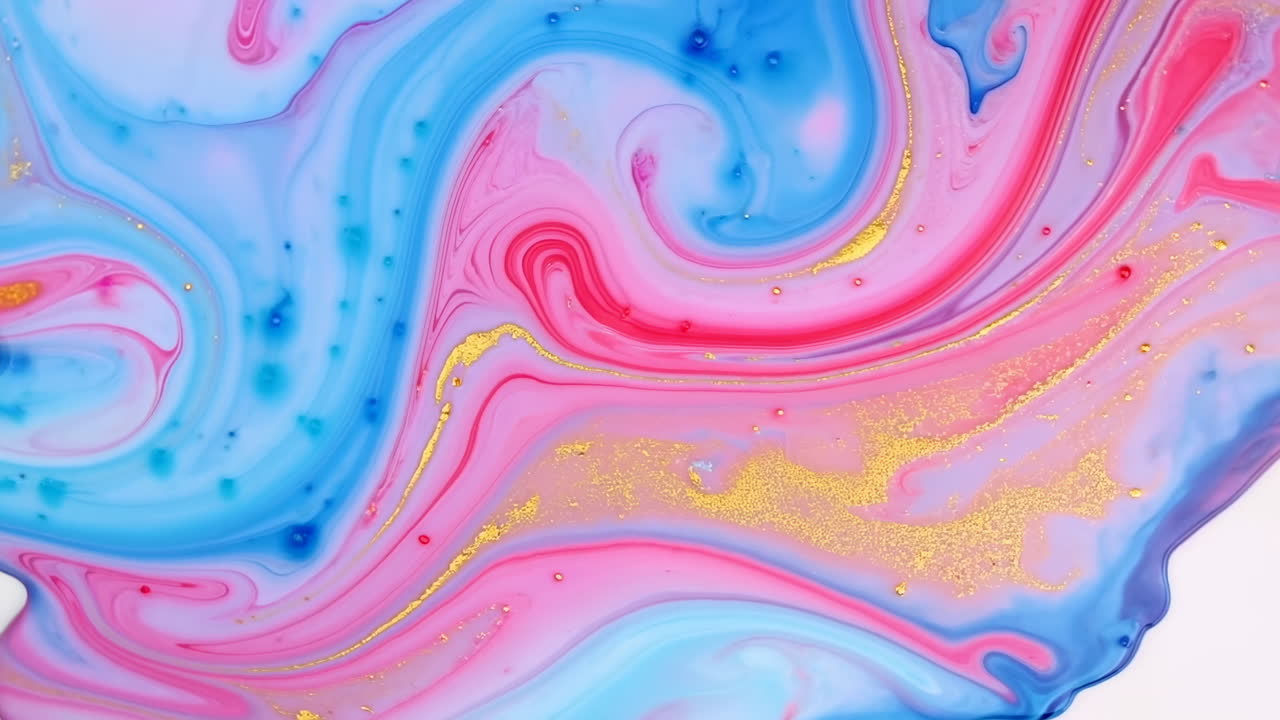 Pittura astratta ipnotica e vorticosa con glitter dorati