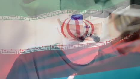 animación de la bandera de irán ondeando sobre los cirujanos en el quirófano