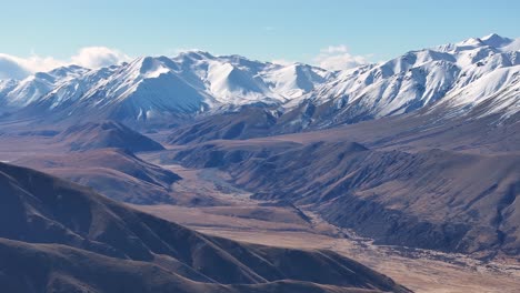 Paisaje-Alpino-Aéreo-De-Nueva-Zelanda-En-Invierno