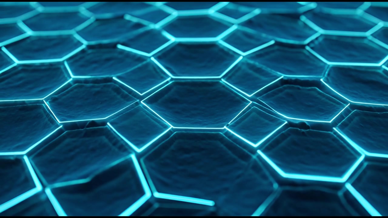 Fundo Abstrato com Padrão de Grade Hexagonal Azul Brilhante