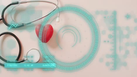 animation of data processing over heart and stethoscope