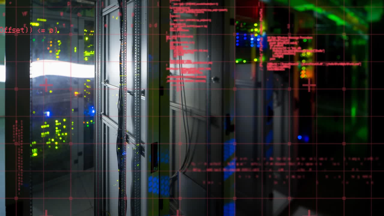 códigos digitales y torres de servidores