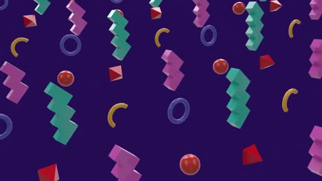 Animation-of-colored-shapes-with-purple-background