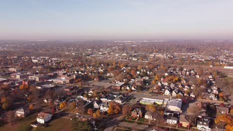 urban landscape of trenton in wayne county, michigan usa during daytime - aerial pullback