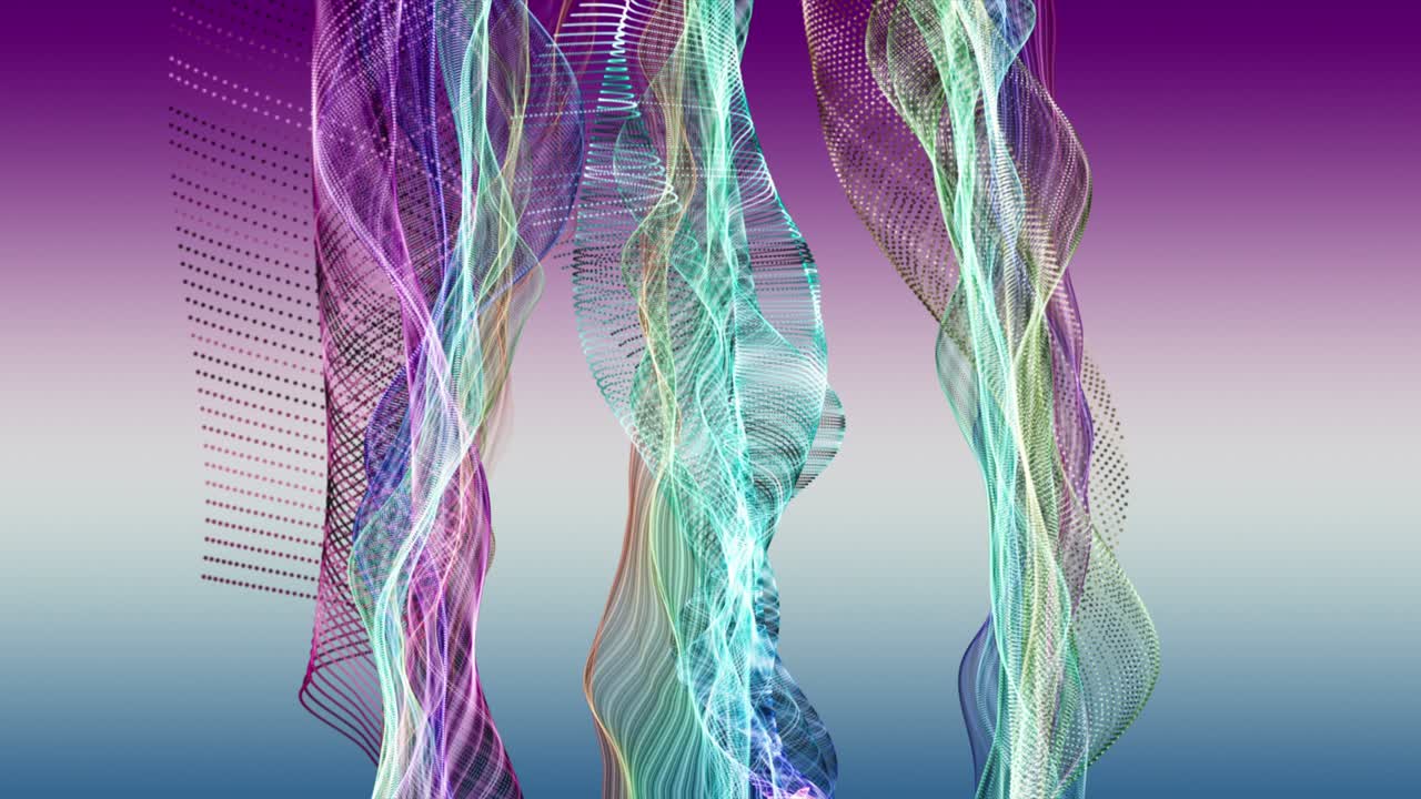 Fantastic animation with colorful particle wave object in slow motion, 4096x2304 loop 4K