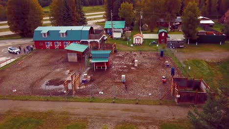 4k drone video of caribou reindeer at antler academy in north pole, alaksa during