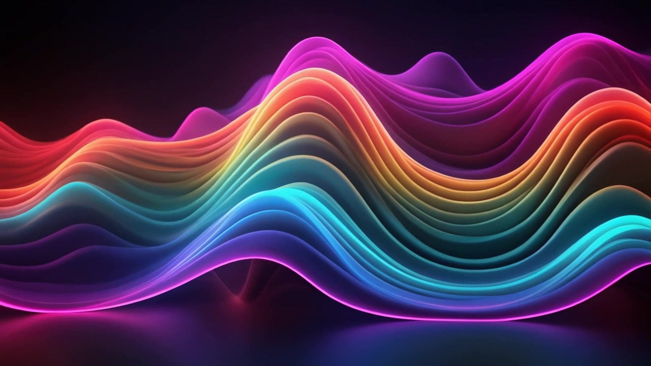Sfondo astratto con movimento di onde al neon e colori sfumati vibranti