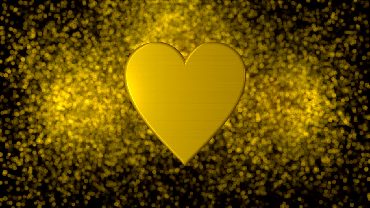 3D animation of a glittering luxury background with a beating heart. Looped.