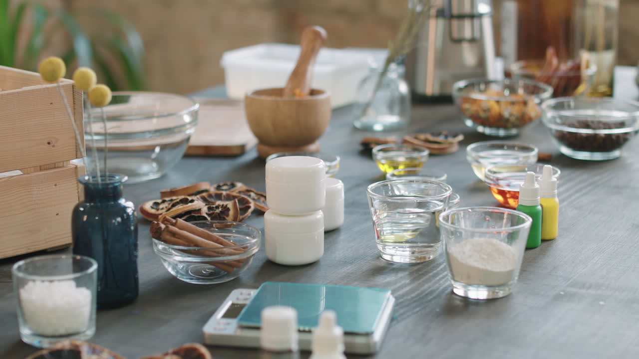 Workplace With Ingredients For Natural DIY Soap
