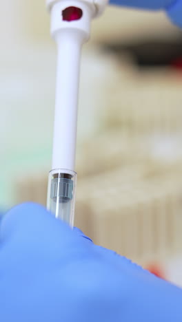 laboratory procedure with pipette and test tubes