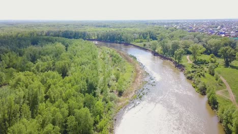 aerial view of river and surrounding forest