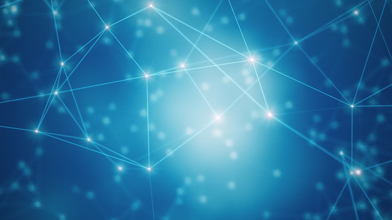 animación geométrica abstracta con haces de luz parpadeante conectados por líneas