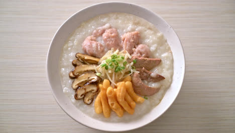 pork congee or porridge with pork bowl