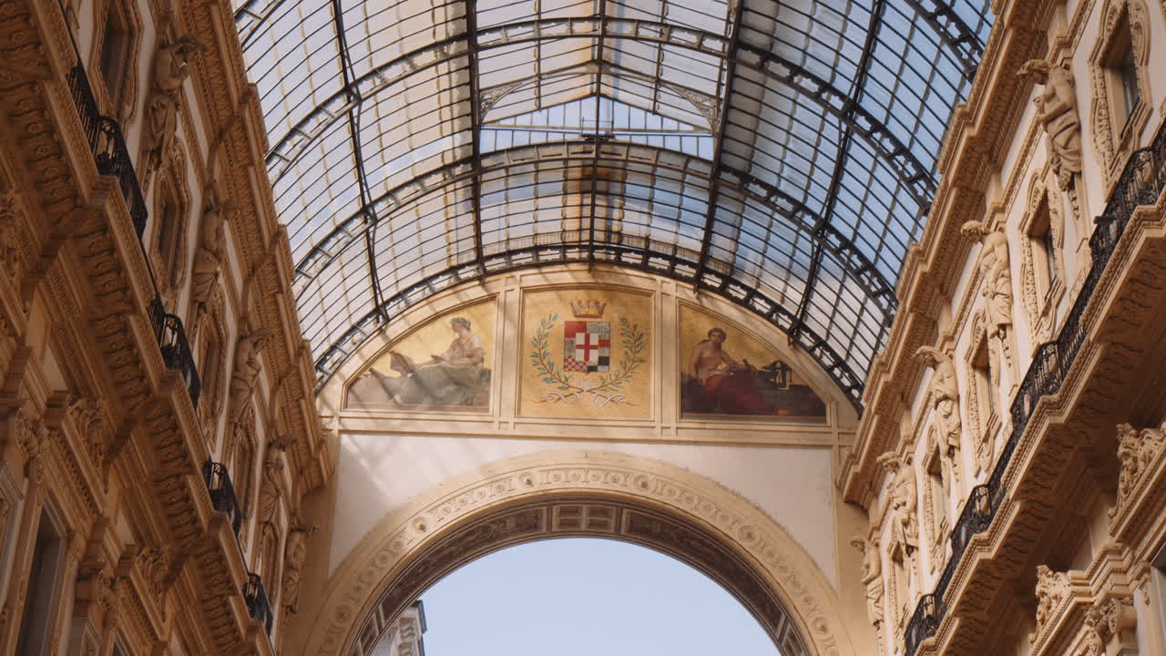 Iconic Arched Glass Roof Of Milan's Galleria Vittorio Emanuele II In Italy