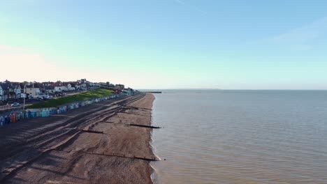 Drone footage of the Herne Bay coast line in UK, Britain