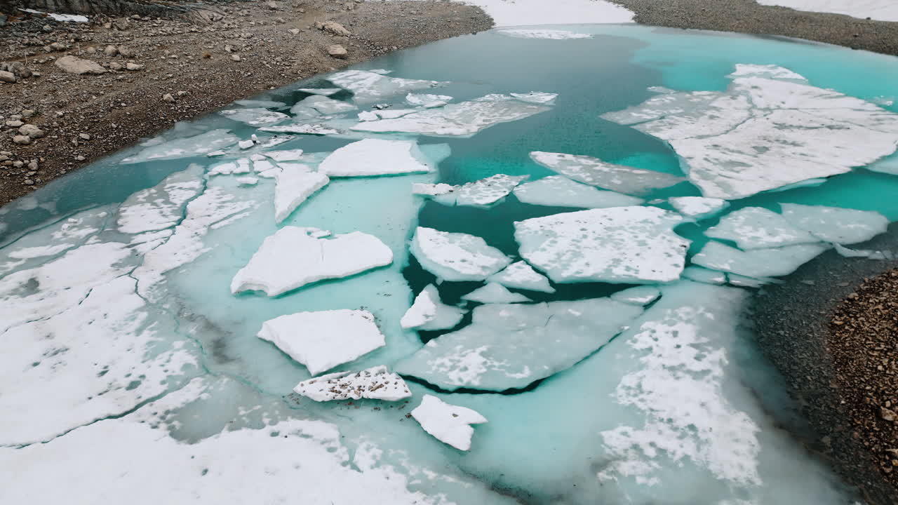 Melting Ice on a Mountain Lake
