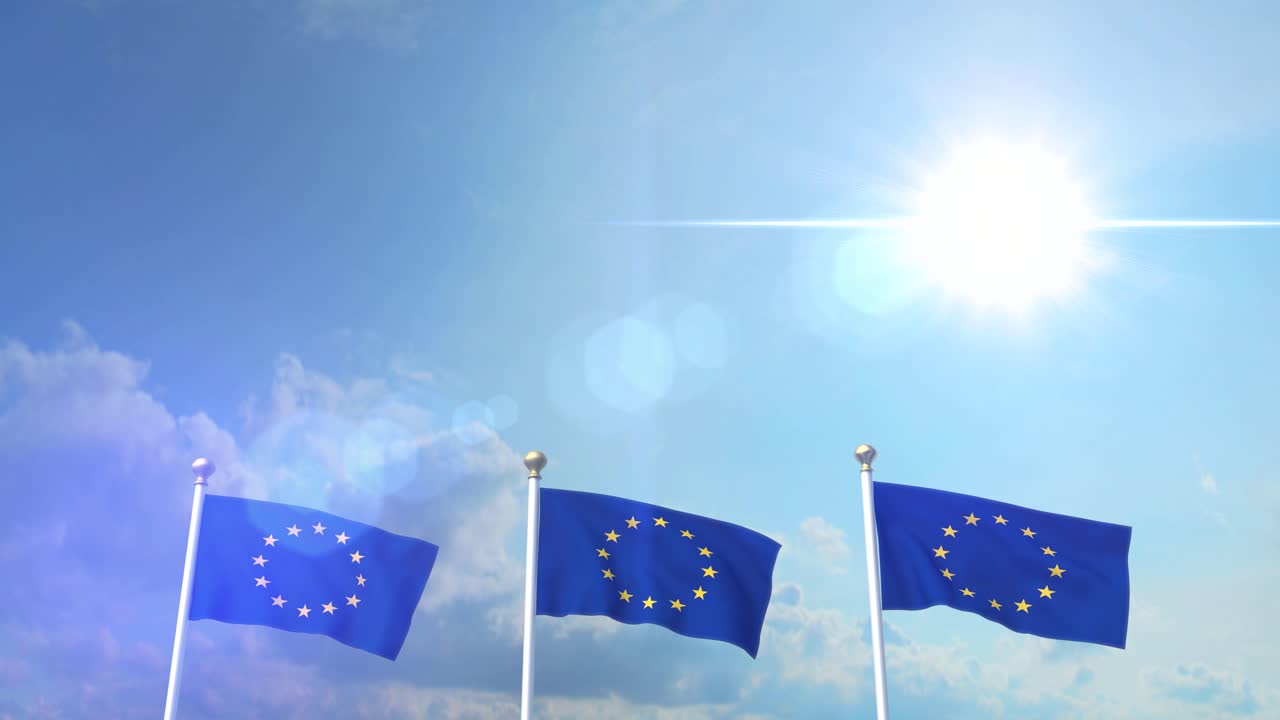 Euro, Europa, bandiera sventolante, Eurozona, UE, Unione Europea 4k