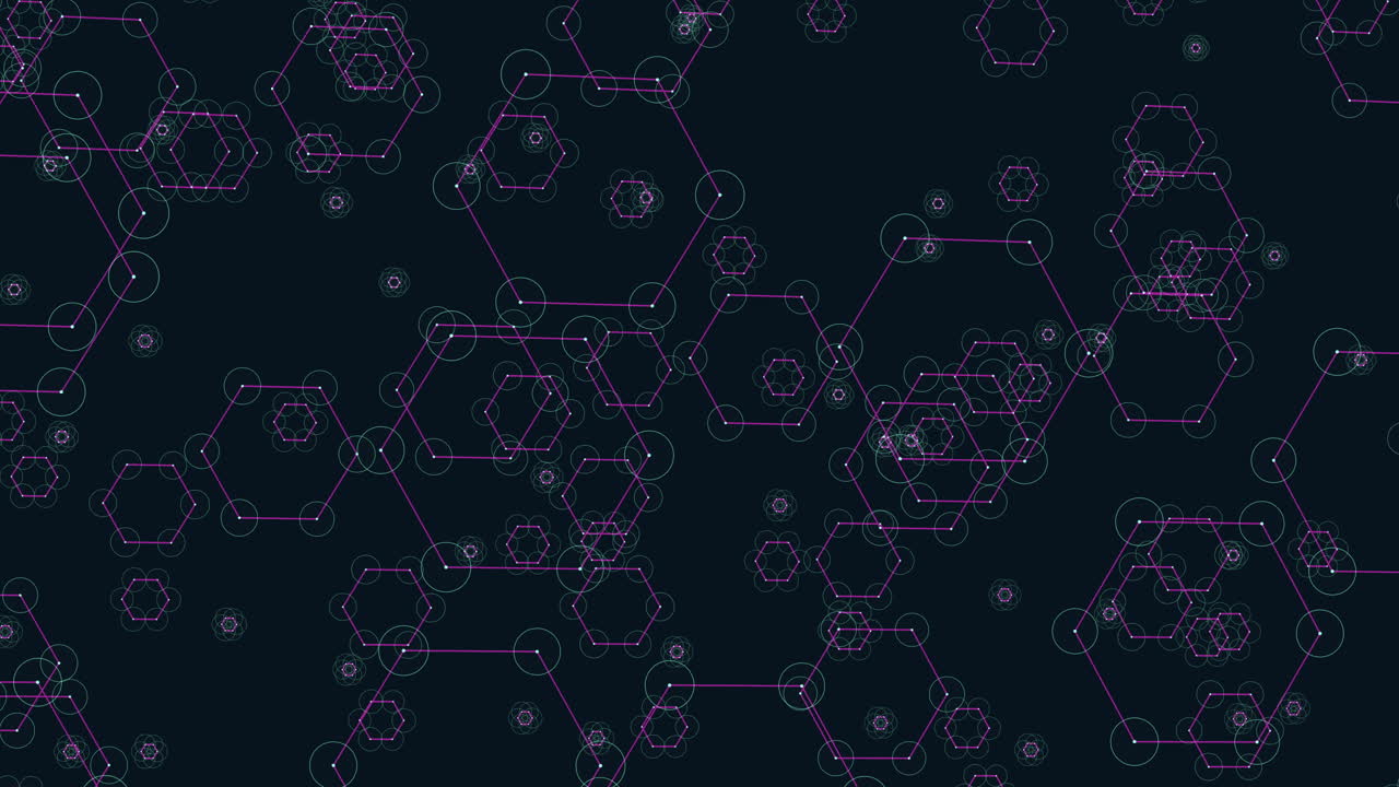 Colorful hexagonal pattern overlapping in circular arrangement
