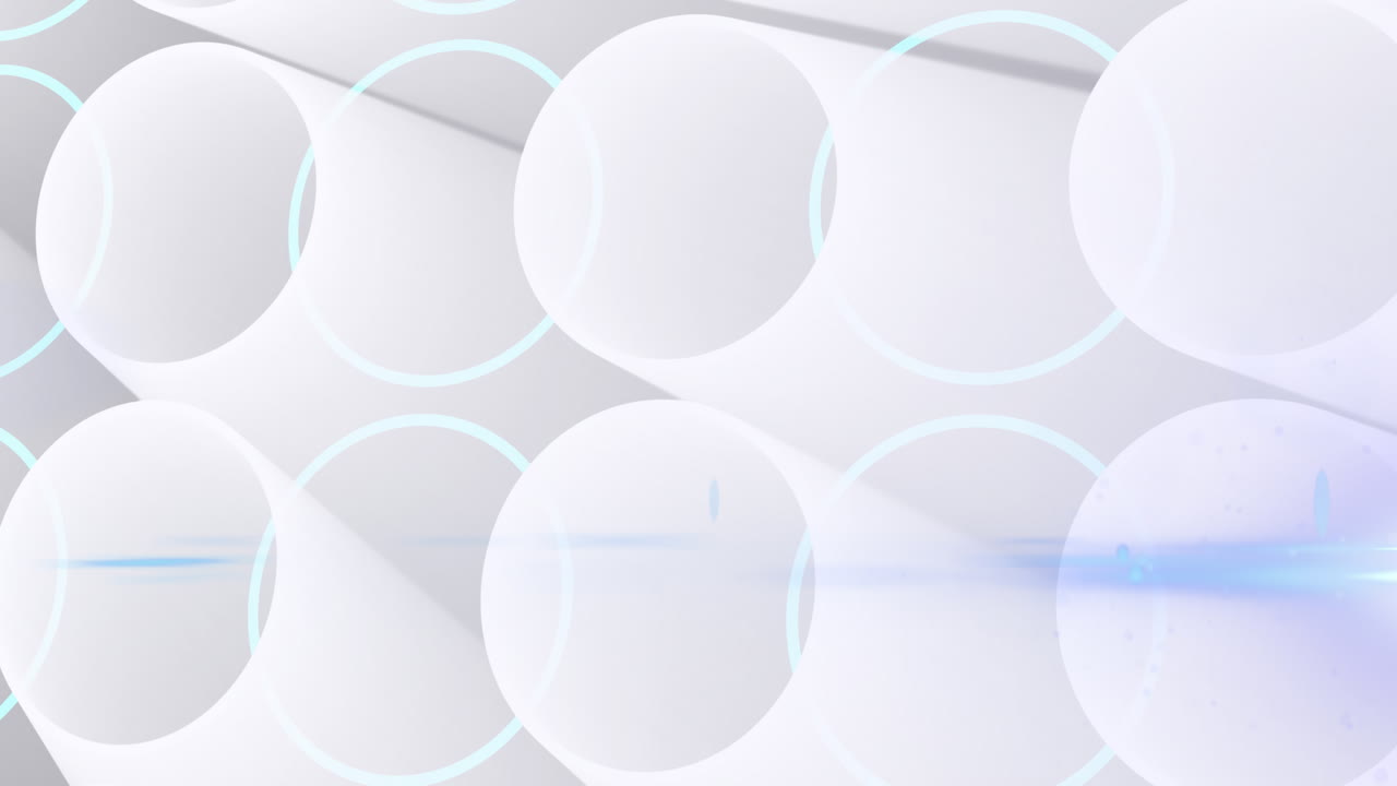 animación de una red brillante de formas redondas blancas en 3d