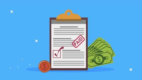 tax day animation with money and checklist