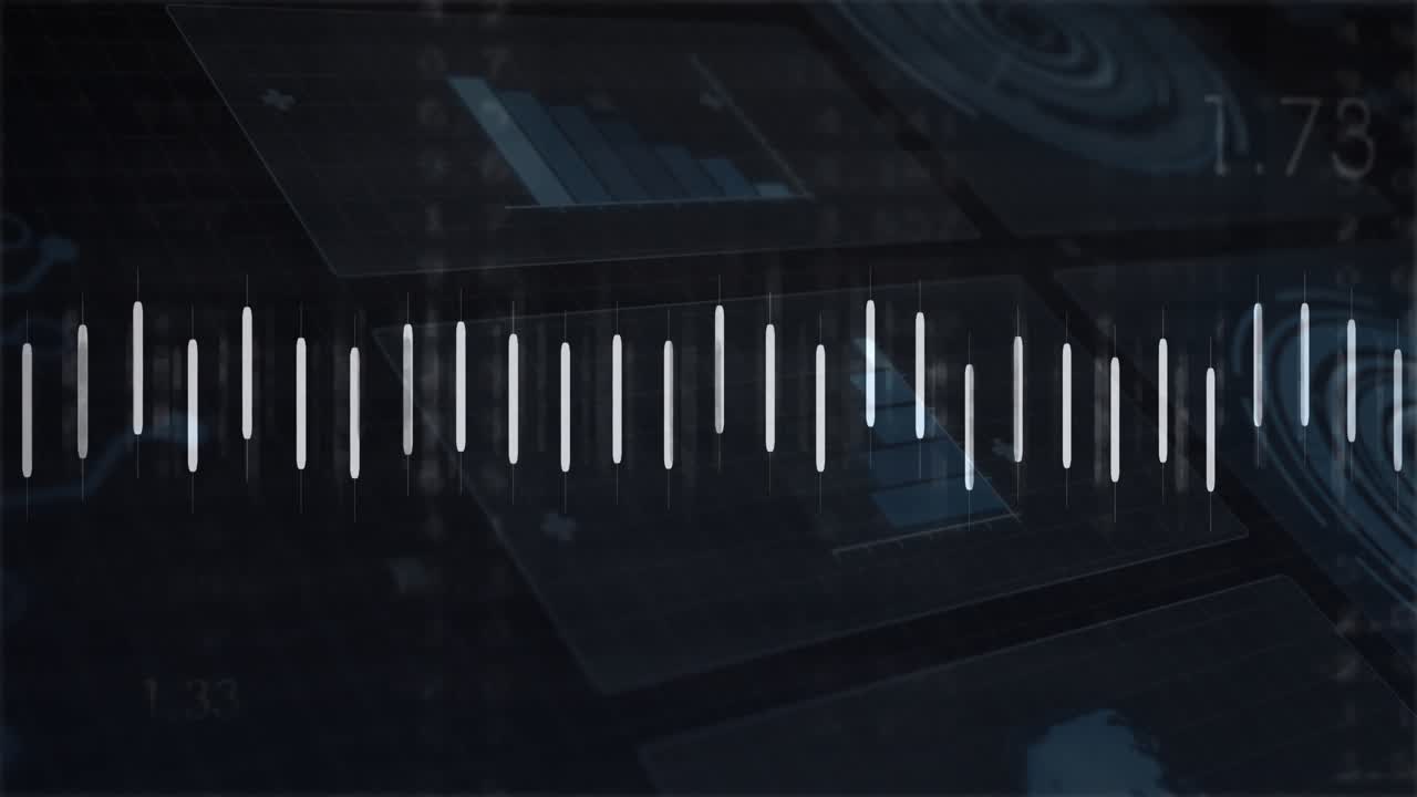 On opening transparent UI, white bars appearing, line graph oscillating, numbers fading, monitoring