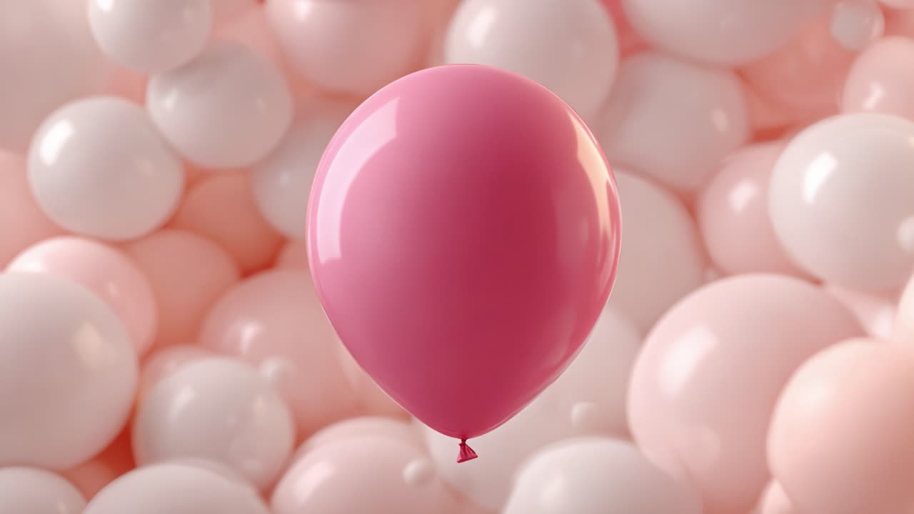 A Beautiful Pink Balloon Surrounded by a Sea of Soft White and Pink Bubbles, Creating a Charming and Cheerful Atmosphere Full of Whimsy and Playfulness