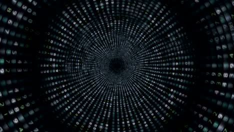 random numbers technology code, tunnel animation, rendering, background, loop