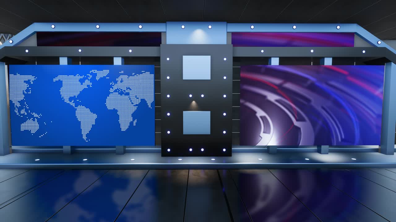 el conjunto de estudios de noticias de tv - bucle de fondo de pantalla verde virtual