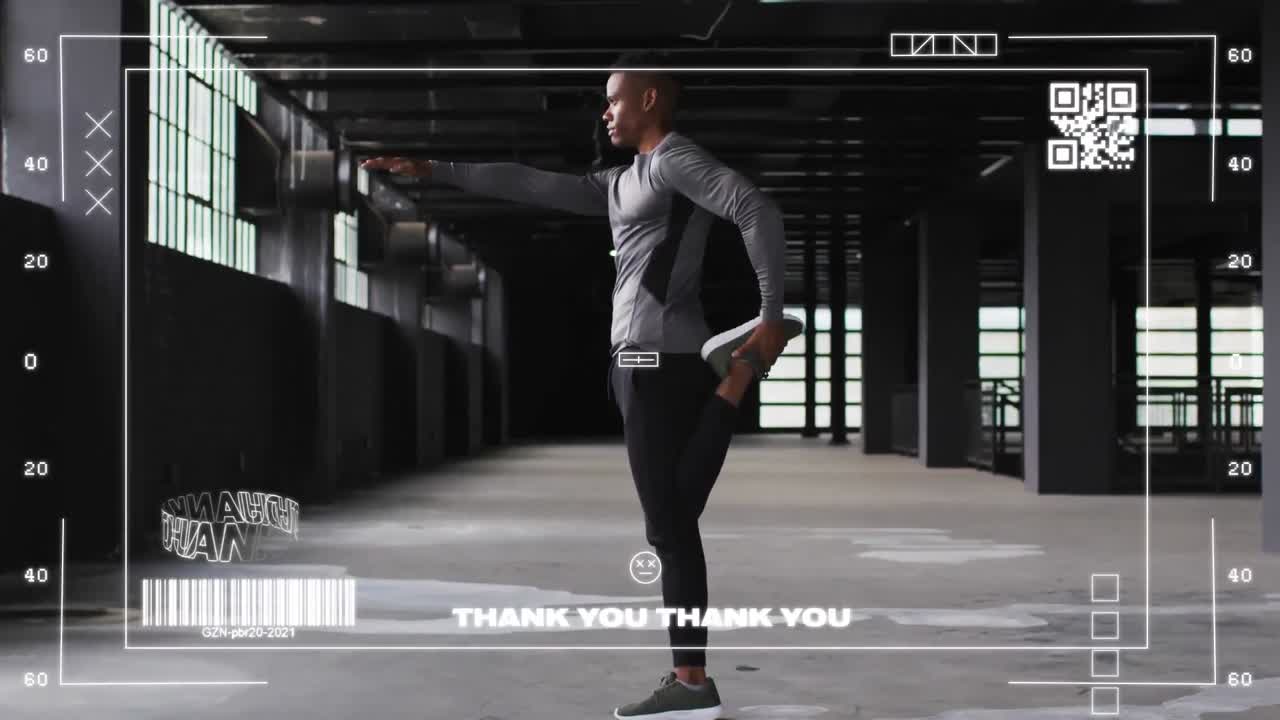 스트레칭 운동을 하는 사람에 대한 비디오 게임 인터페이스의 디지털 애니메이션