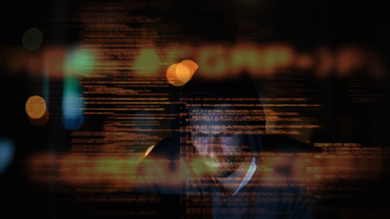 hacker usando una computadora en una habitación oscura