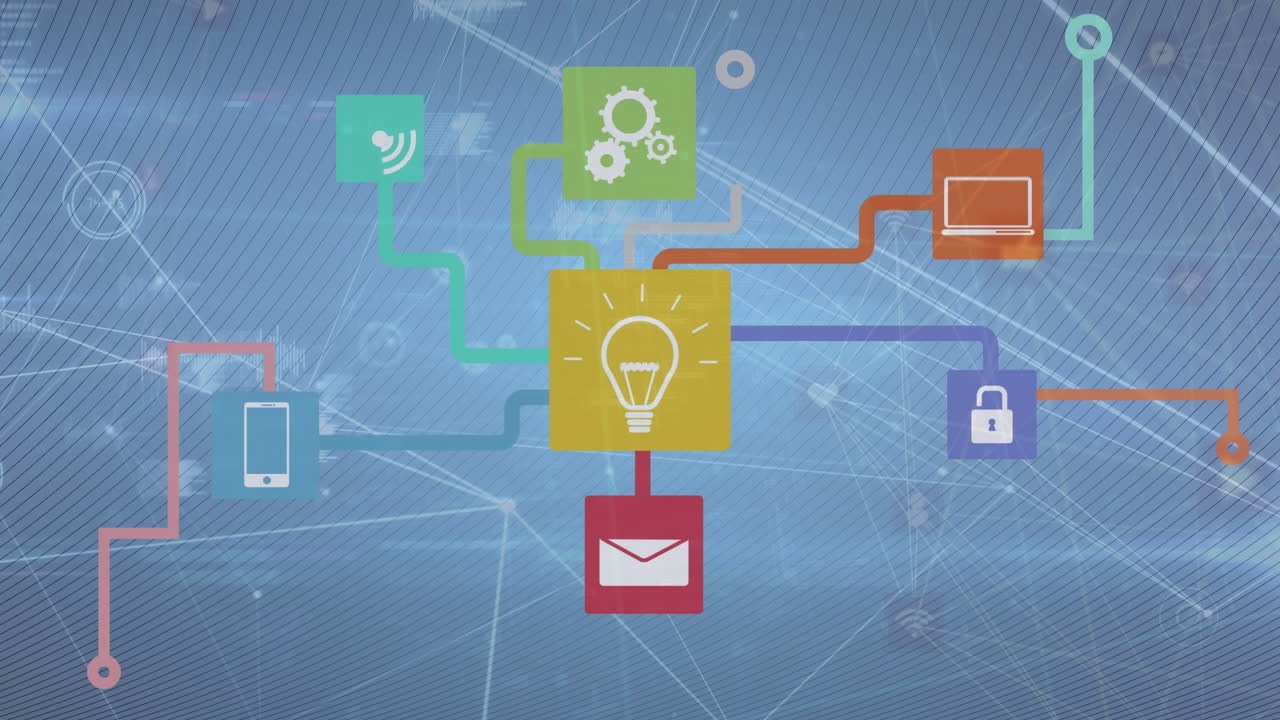 데이터 처리에 대한 미디어 아이콘의 애니메이션