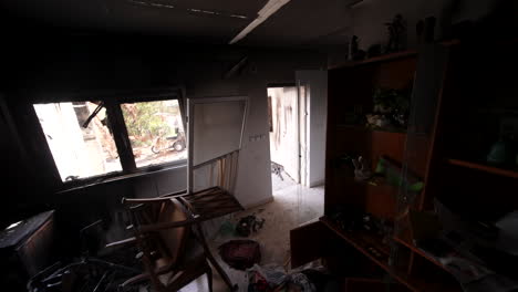 interior of a burned out house in kibutz beeri - one of the many houses which was burned and destroyed during the attack